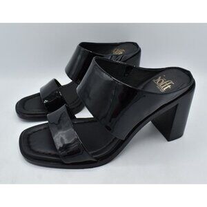 Sofft Womens Size 11 Sheila‎ Black Patent Leather Heeled Open Toe Sandals Shoes